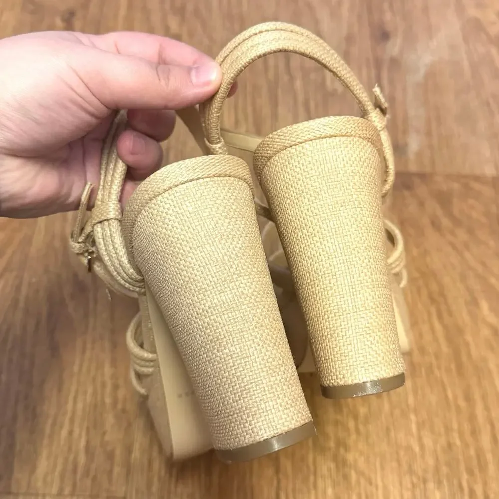 Marc Fisher LTD Cairo Platform Sandal in Medium Natural Size 9